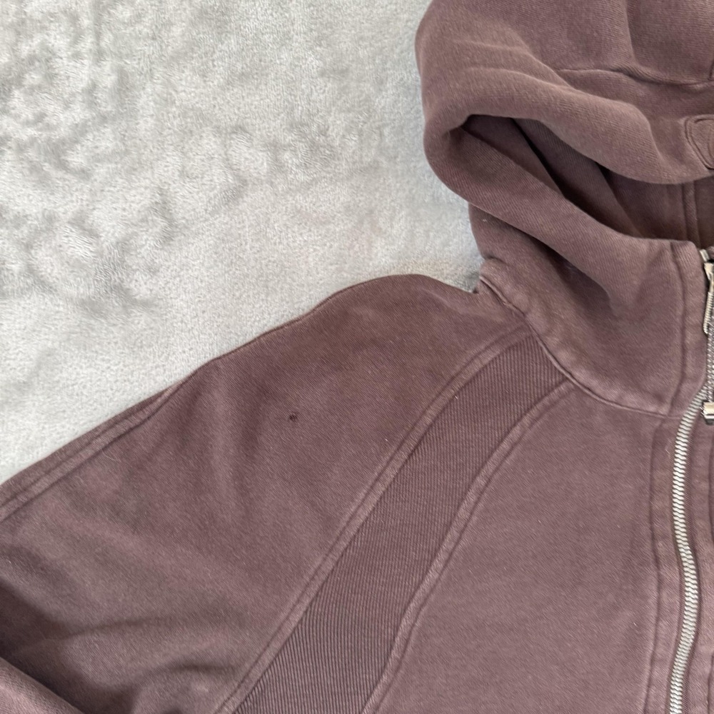 Lululemon Scuba Hoodie Womens Small Brown 1/2 Zip Cropped Kangaroo Pocket - Picture 6 of 16